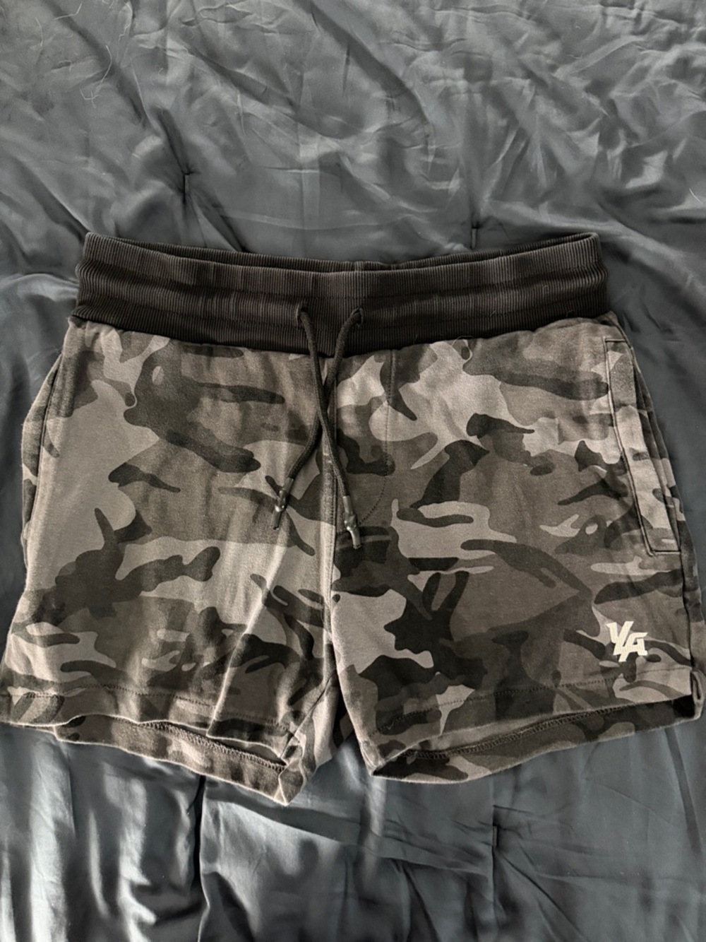 YoungLA Camouflage Athletic Shorts in Black and Gray